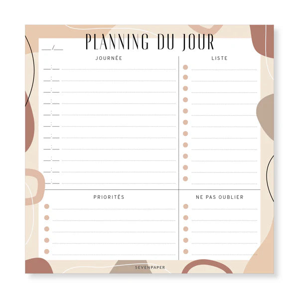 Bloc-notes Planning de la Journée - Nude - Cap-Nature