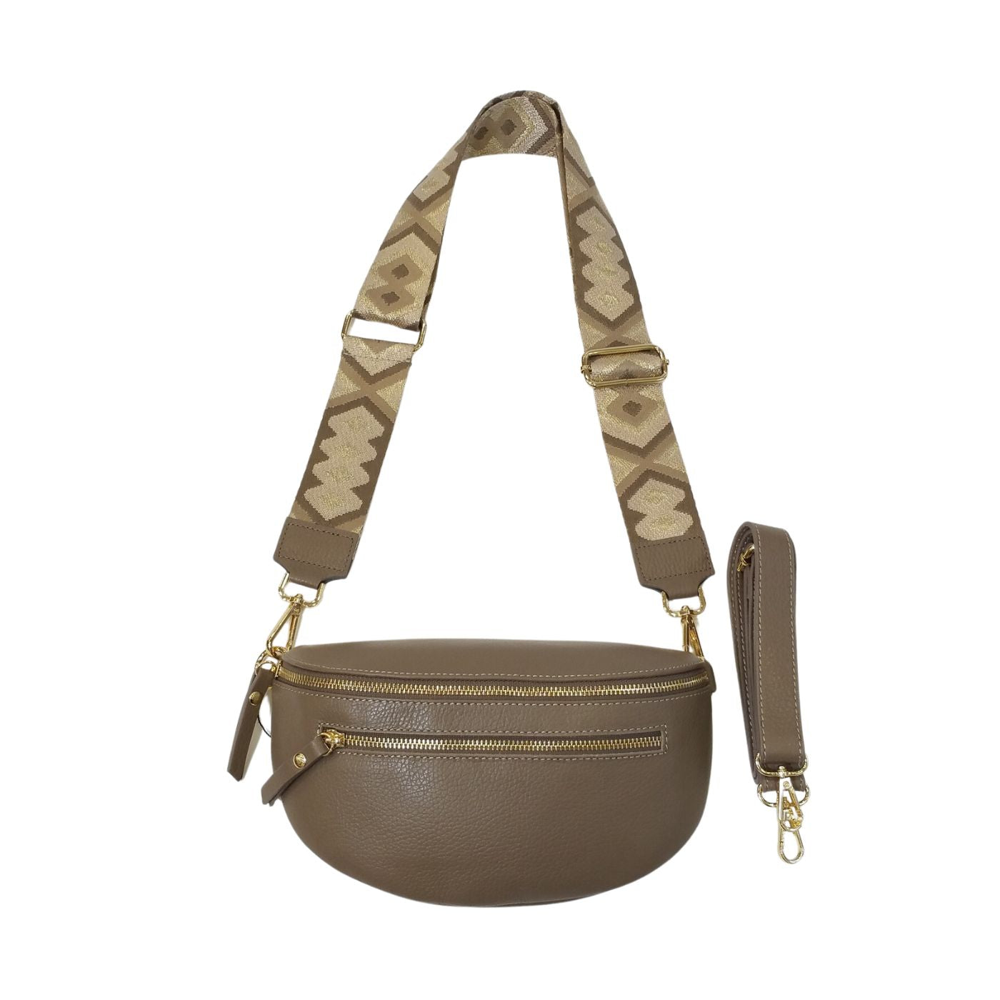 Sac Banane en Cuir Grainé Double Fermeture