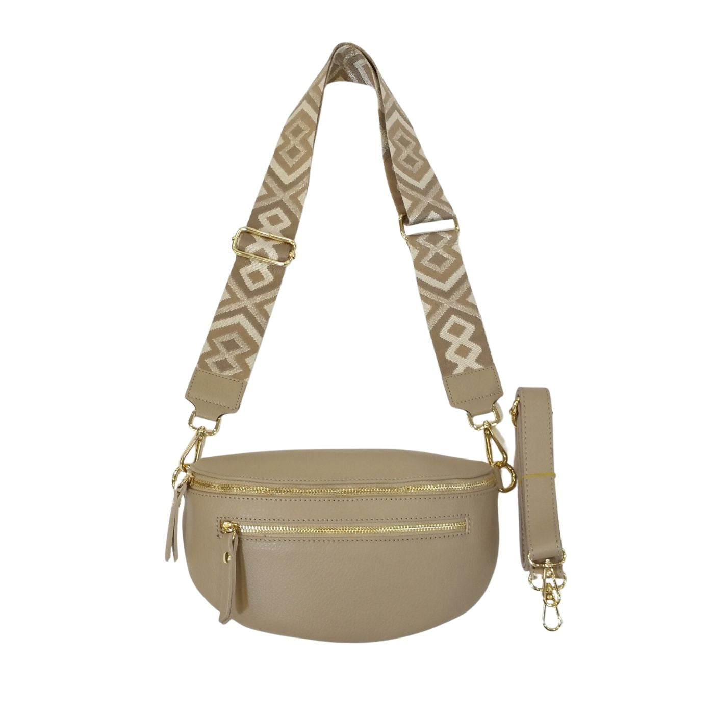Sac Banane en Cuir Grainé Double Fermeture