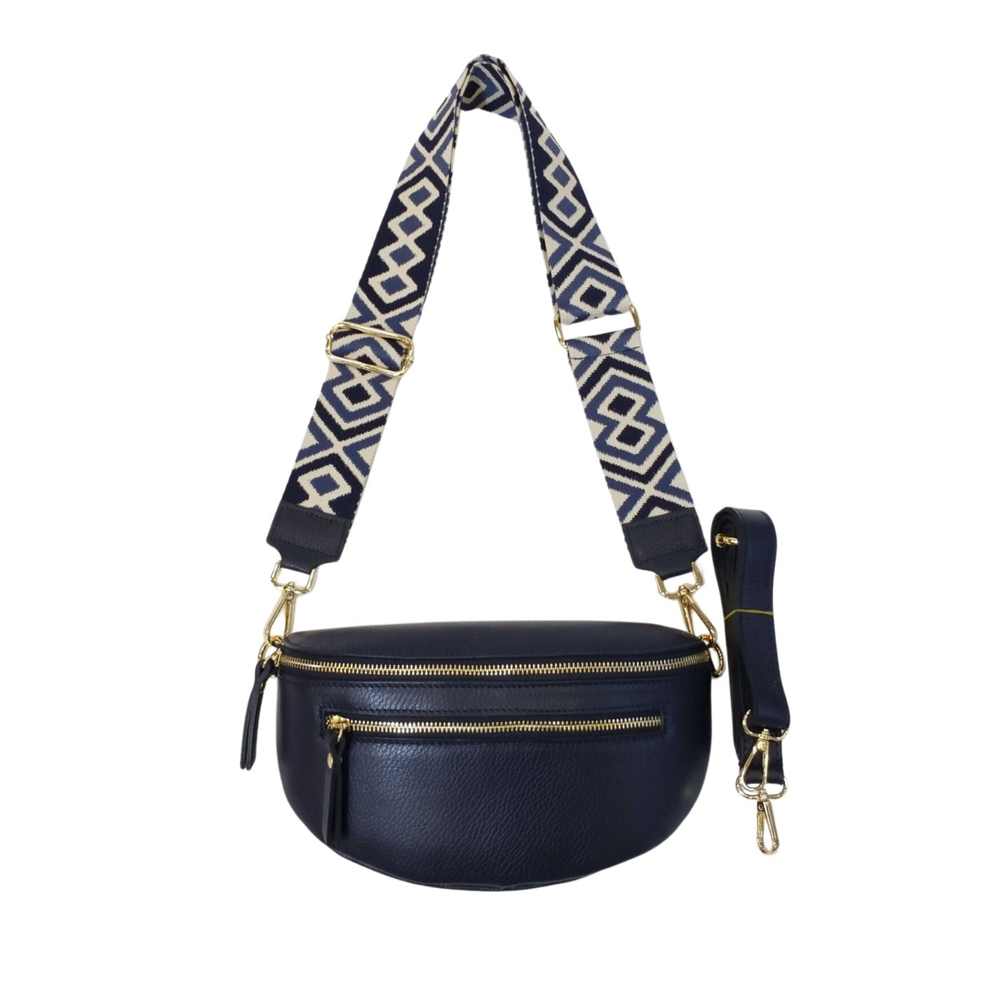 Sac Banane en Cuir Grainé Double Fermeture