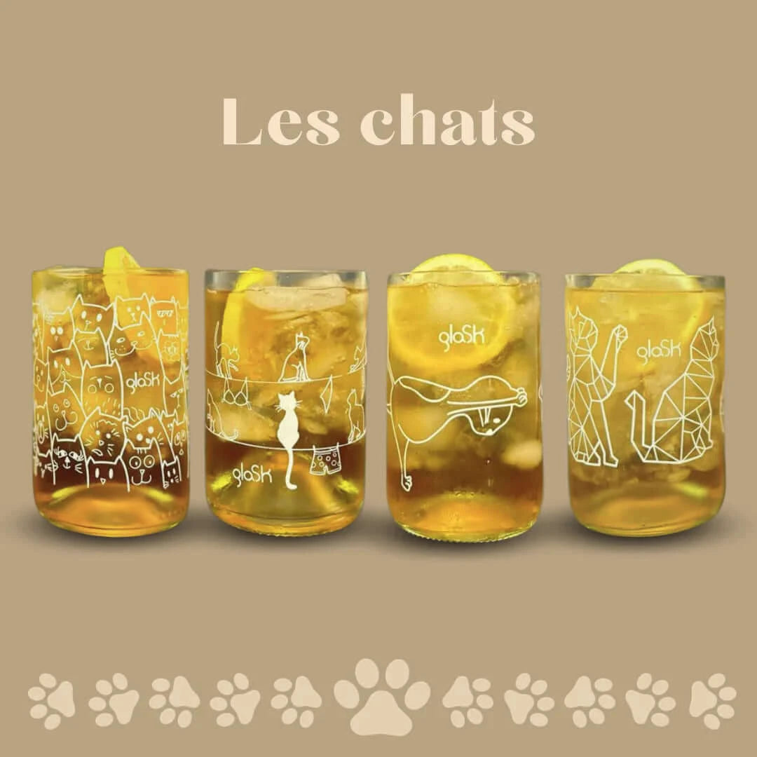 Set de 4 verres - Les chats transparent