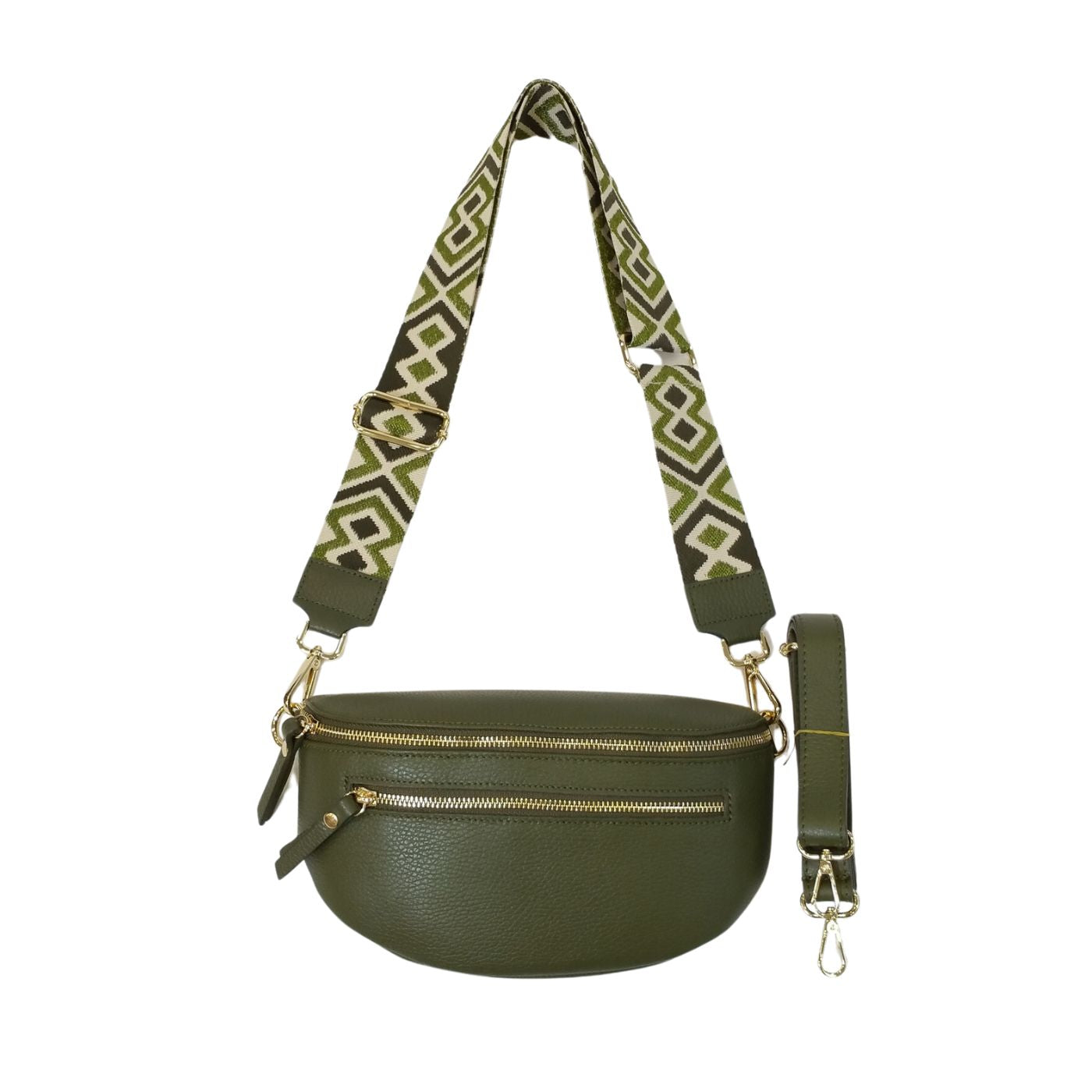 Sac Banane en Cuir Grainé Double Fermeture