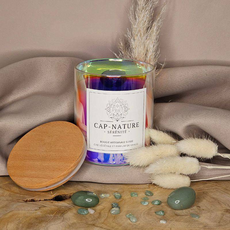 Bougie Aventurine Verte & Fleurs de Coton - Cap-Nature
