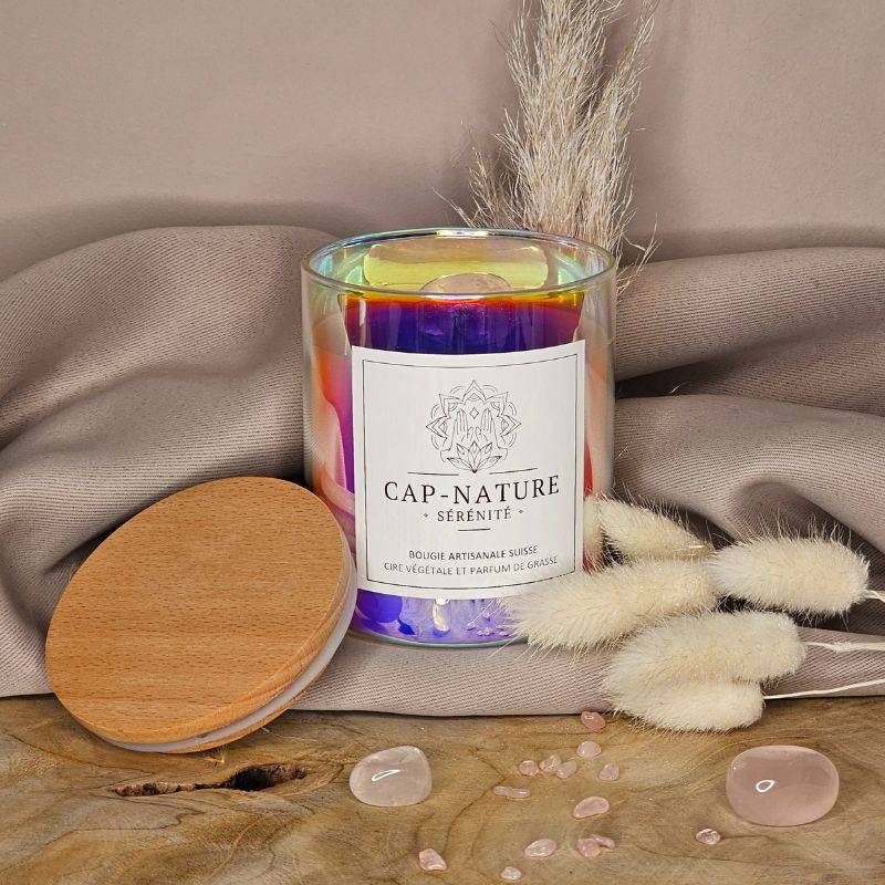 Bougie Quartz Rose & Fleur de Coton - Cap-Nature