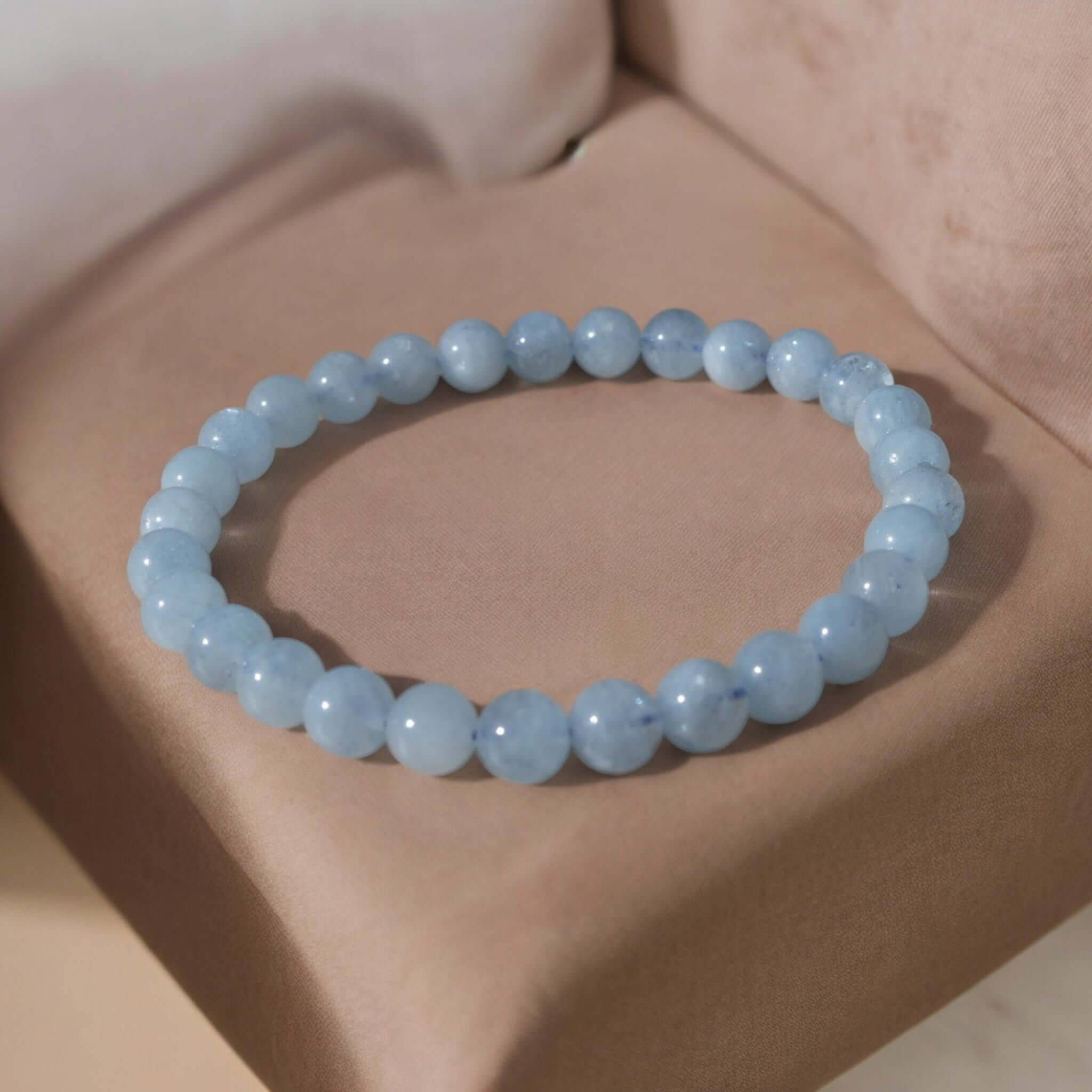 Bracelet en Perle Ronde en Aigue marine - Cap-Nature