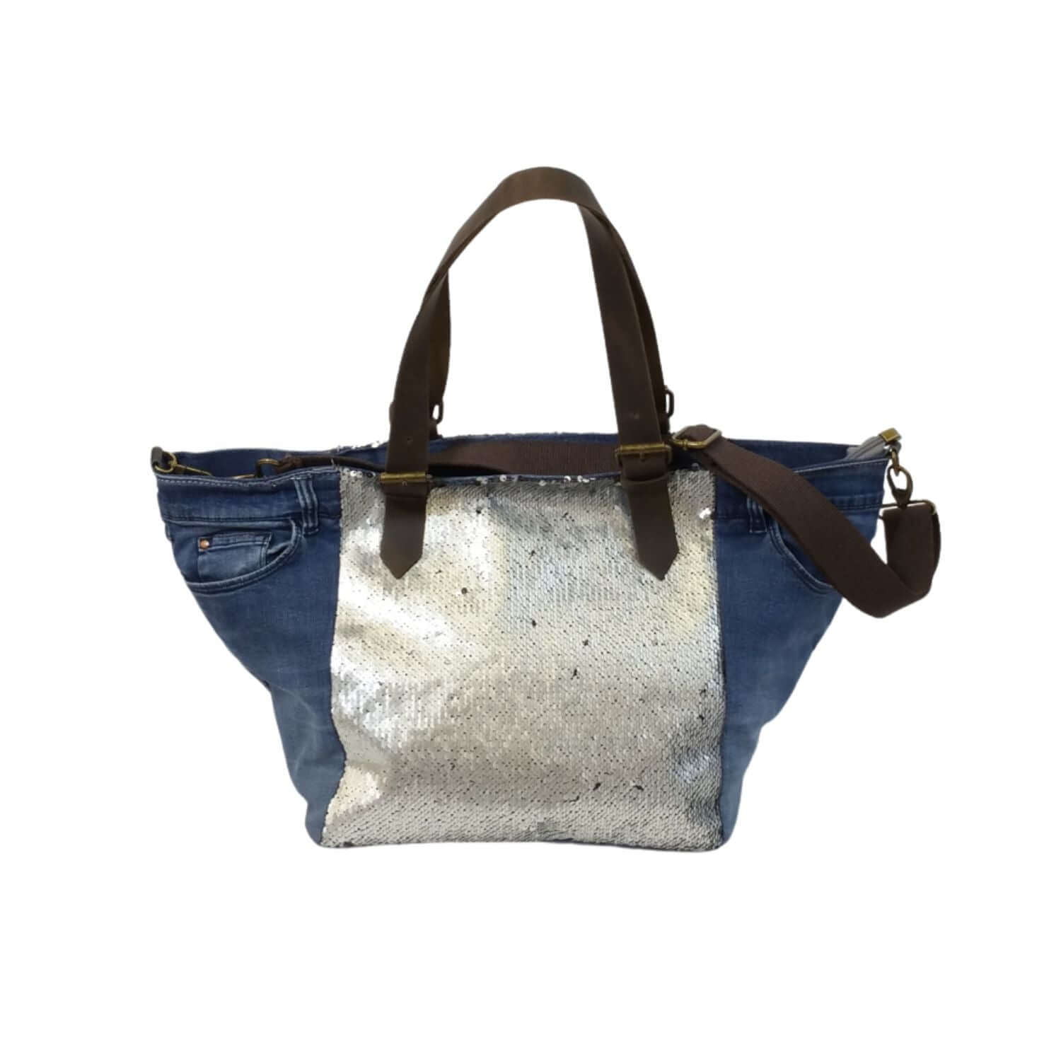 Sac Cabas en Jean Recyclé avec Sequins - Cap-Nature