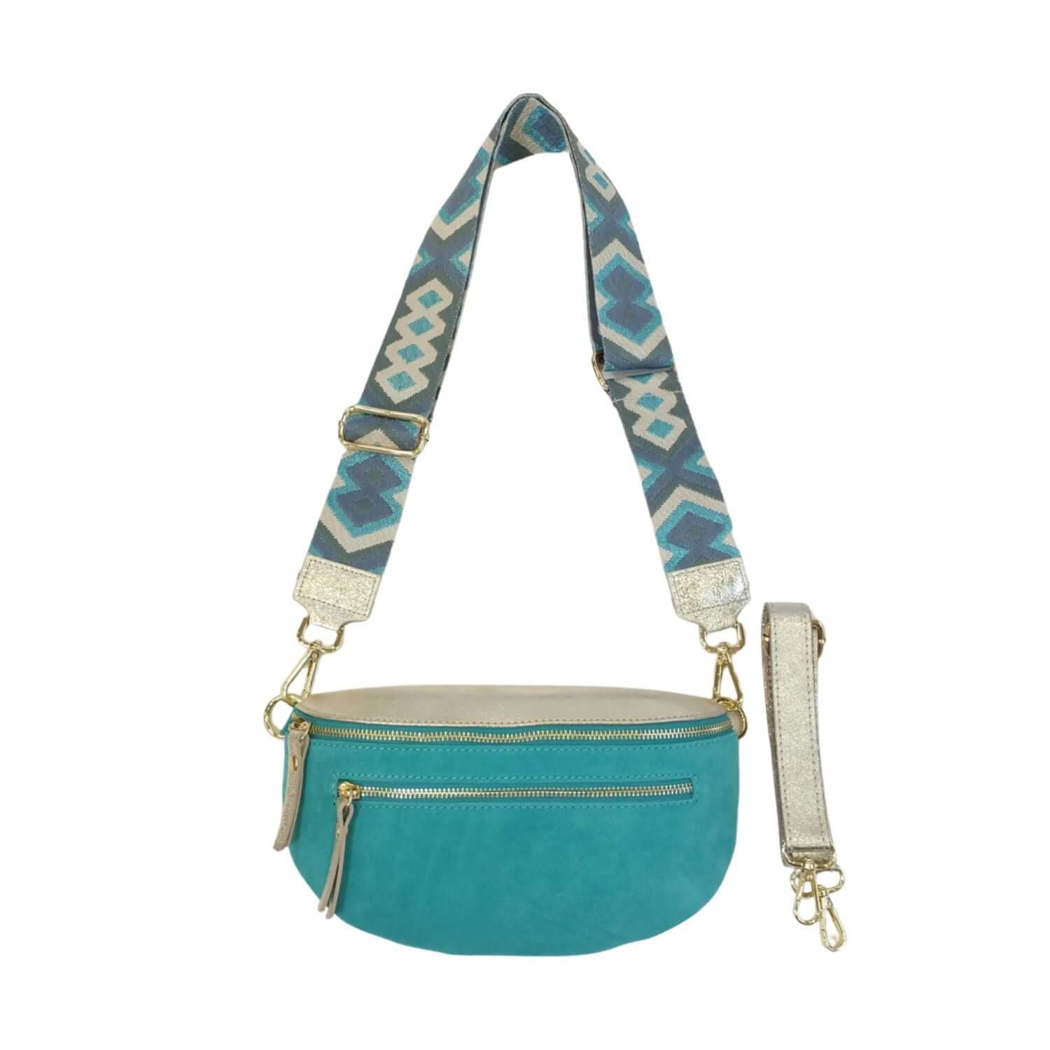 Sac Banane Cuir Irisé et Daim - Double Fermeture et Style Polyvalent - Cap-Nature