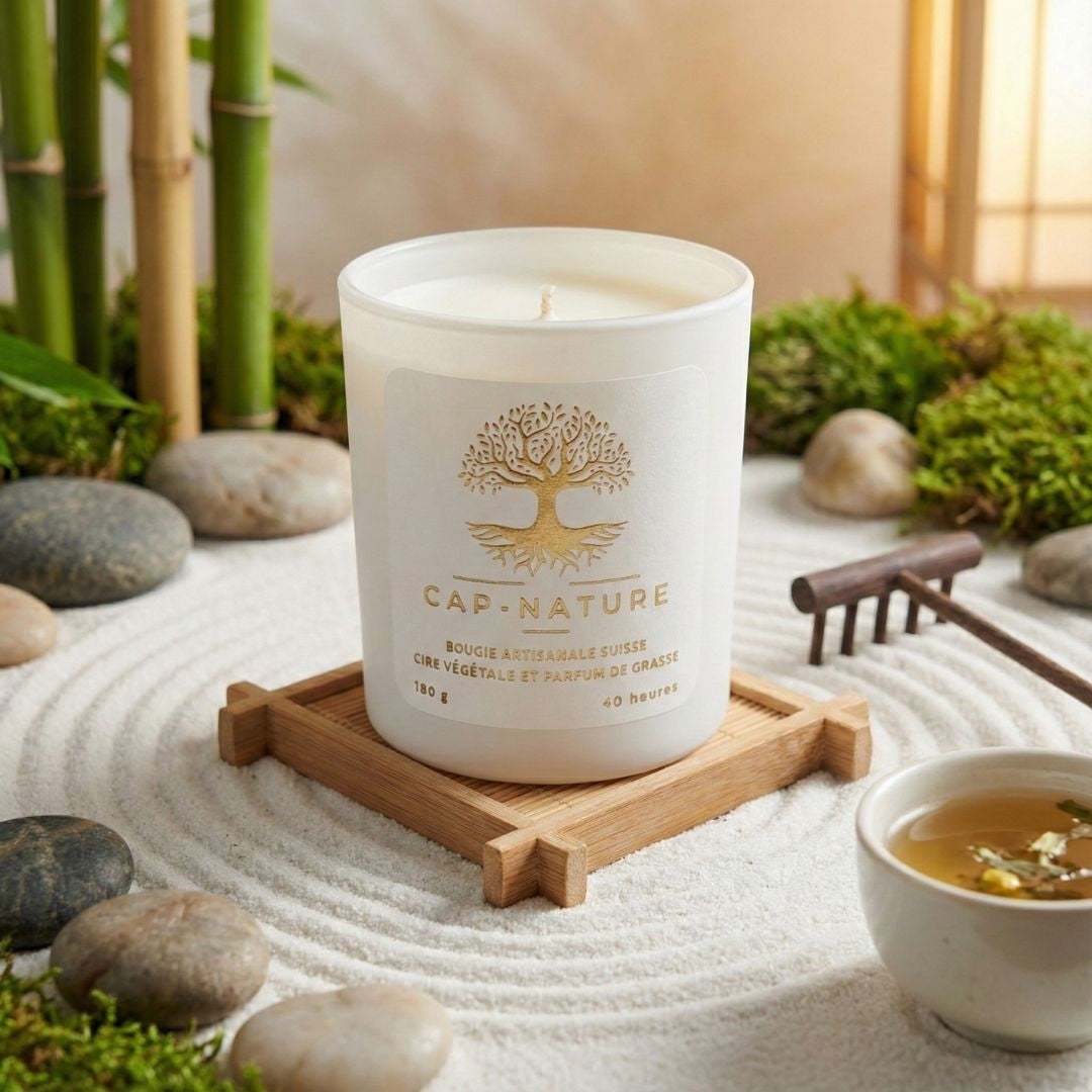 Bougie Artisanale Zen Parfumée – Apaisement et Sérénité