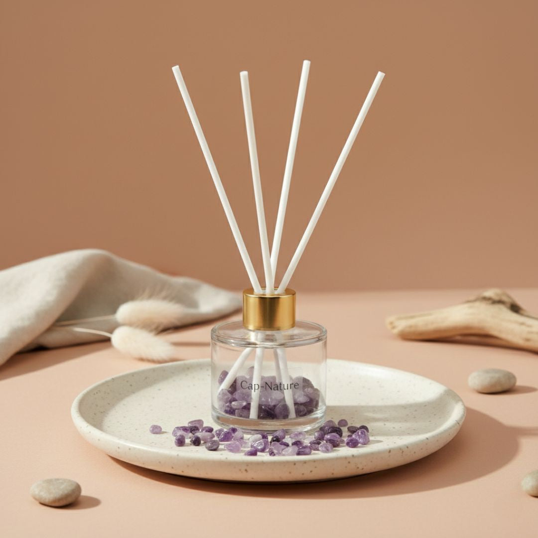Duftender Stabdiffusor mit Mini-Amethyststeinen – Zen-Parfüm