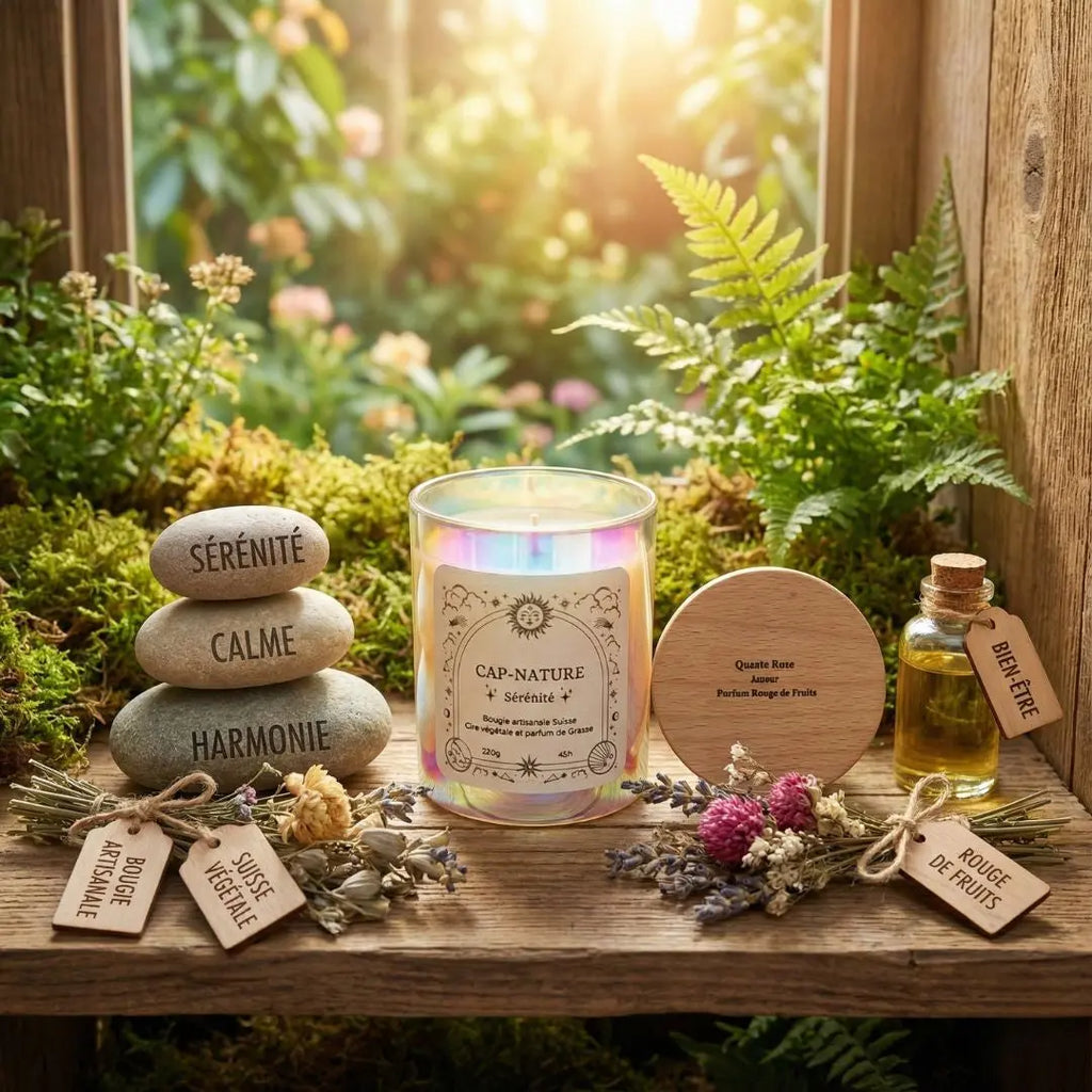 Bougie Aventurine Verte & Parfum Lavandin Eucalyptus - Cap-Nature