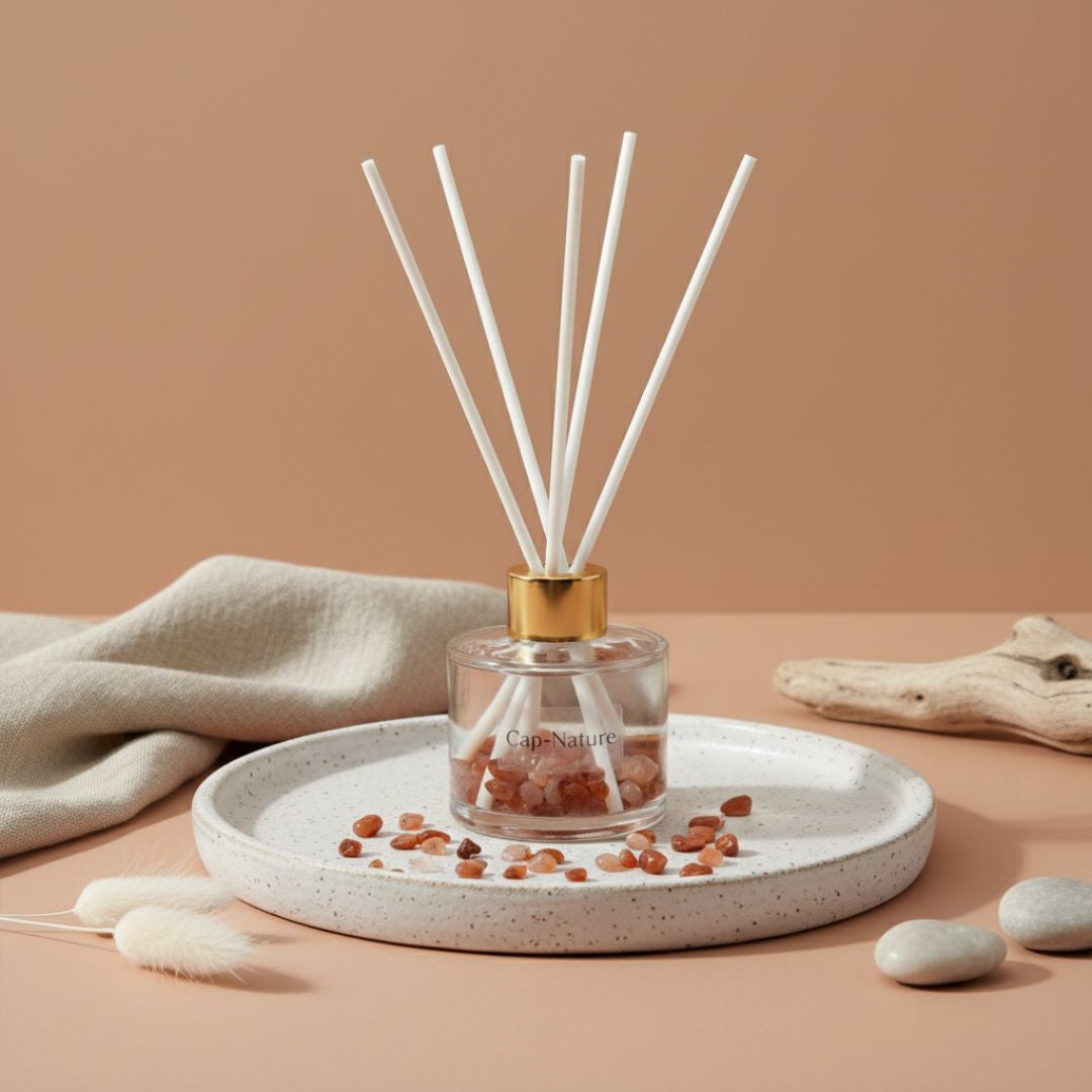 Duftender Stabdiffusor mit Mini-Karneolsteinen – Baumwollblumenparfüm