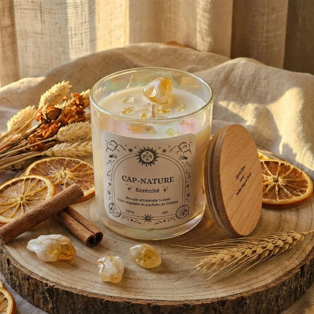 Bougie Parfumée Energie Positive • Lotus • Citrine & Cornaline • 70 Ml • Made In France