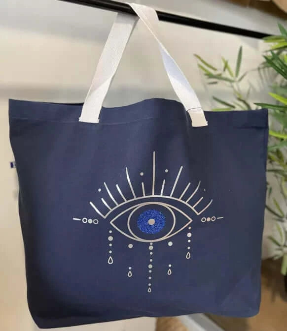 Große „Eye“-Tasche in Marineblau