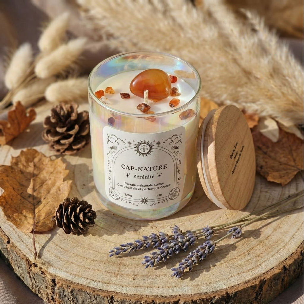 Bougie Cornaline & Parfum Fleur de Coton - Cap-Nature