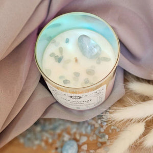 Bougie artisanale à la cire végétale avec pierres semi-précieuses - Cap-Nature