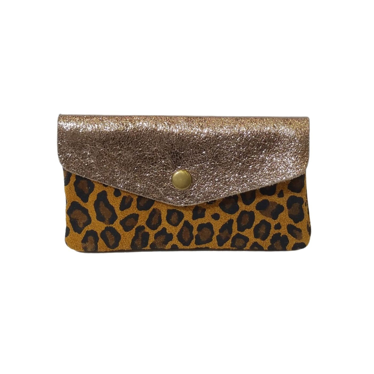 Porte-monnaie en cuir irisé et daim imprimé léopard - Élégance et originalité - Cap-Nature