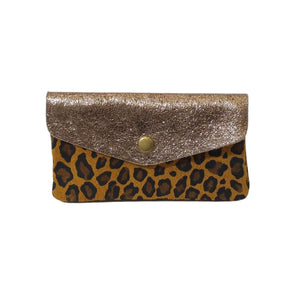 Porte-monnaie en cuir irisé et daim imprimé léopard - Élégance et originalité - Cap-Nature