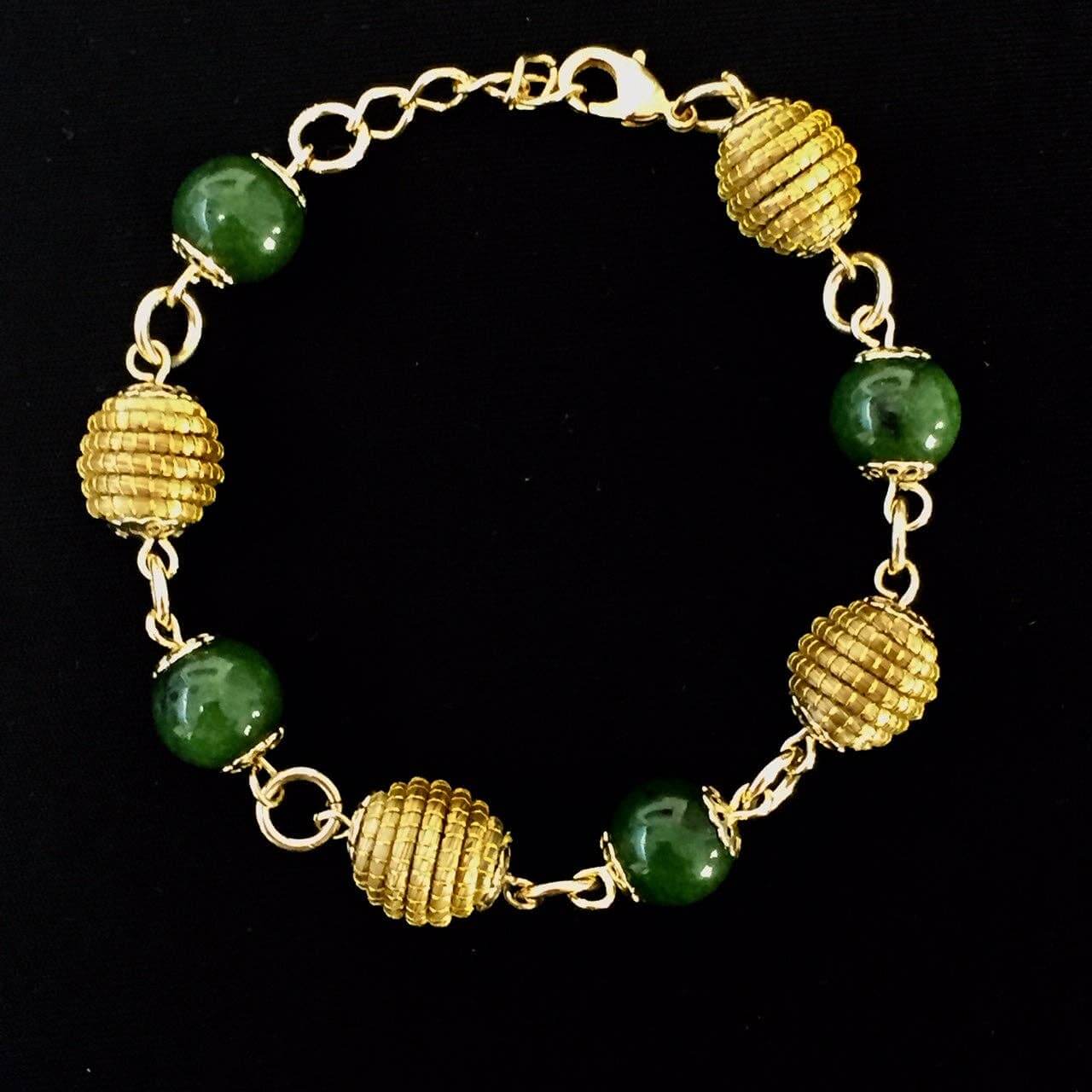 Bracelet en Or Végétal avec Perles en Quartz Vert