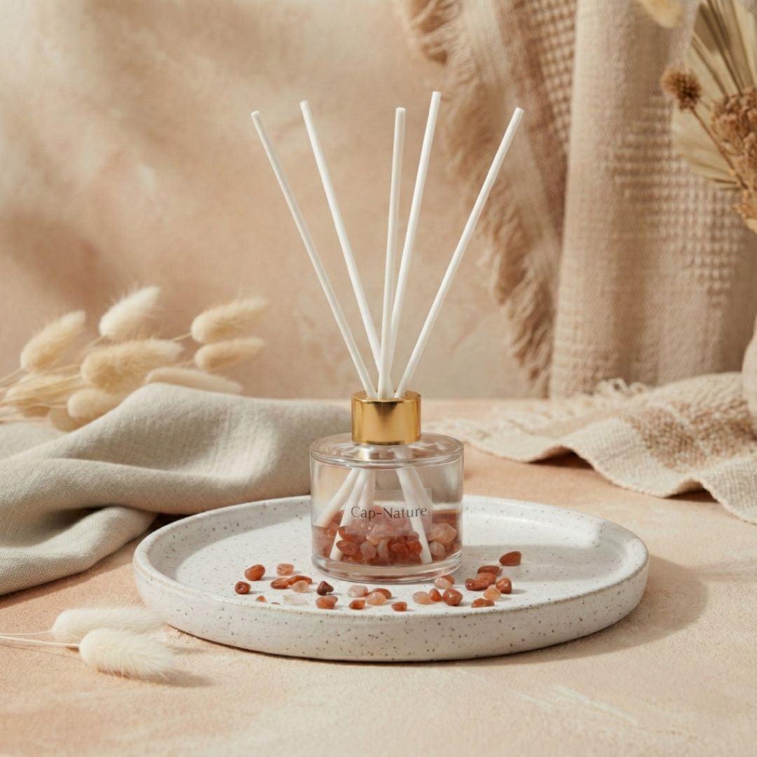 Duftender Stabdiffusor mit Mini-Karneolsteinen – Baumwollblumenparfüm