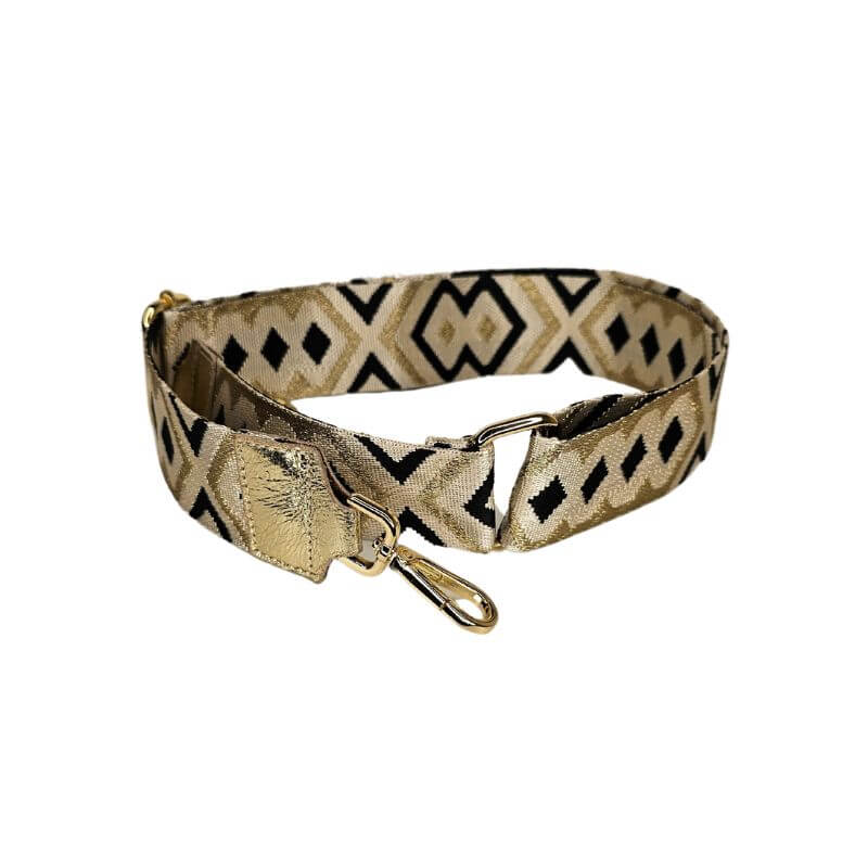 Bandoulière Textile à Motif avec Accessoires Dorés - Cap-Nature