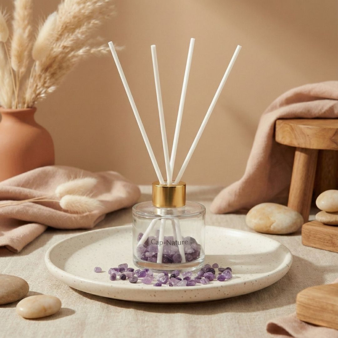 Duftender Stabdiffusor mit Mini-Amethyststeinen – Zen-Parfüm
