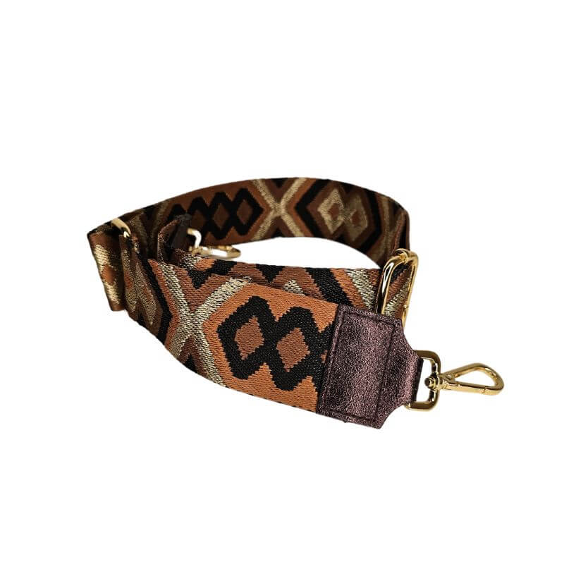 Bandoulière Textile à Motif avec Accessoires Dorés - Cap-Nature