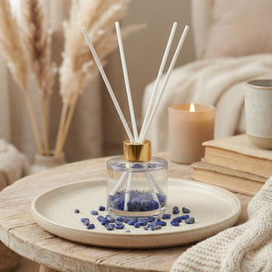 Diffuseur à tiges parfumées avec mini pierres en Lapis Lazuli - Parfum Cocooning - Cap-Nature
