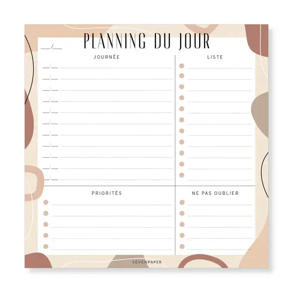 Bloc-notes Planning de la Journée - Nude - Cap-Nature