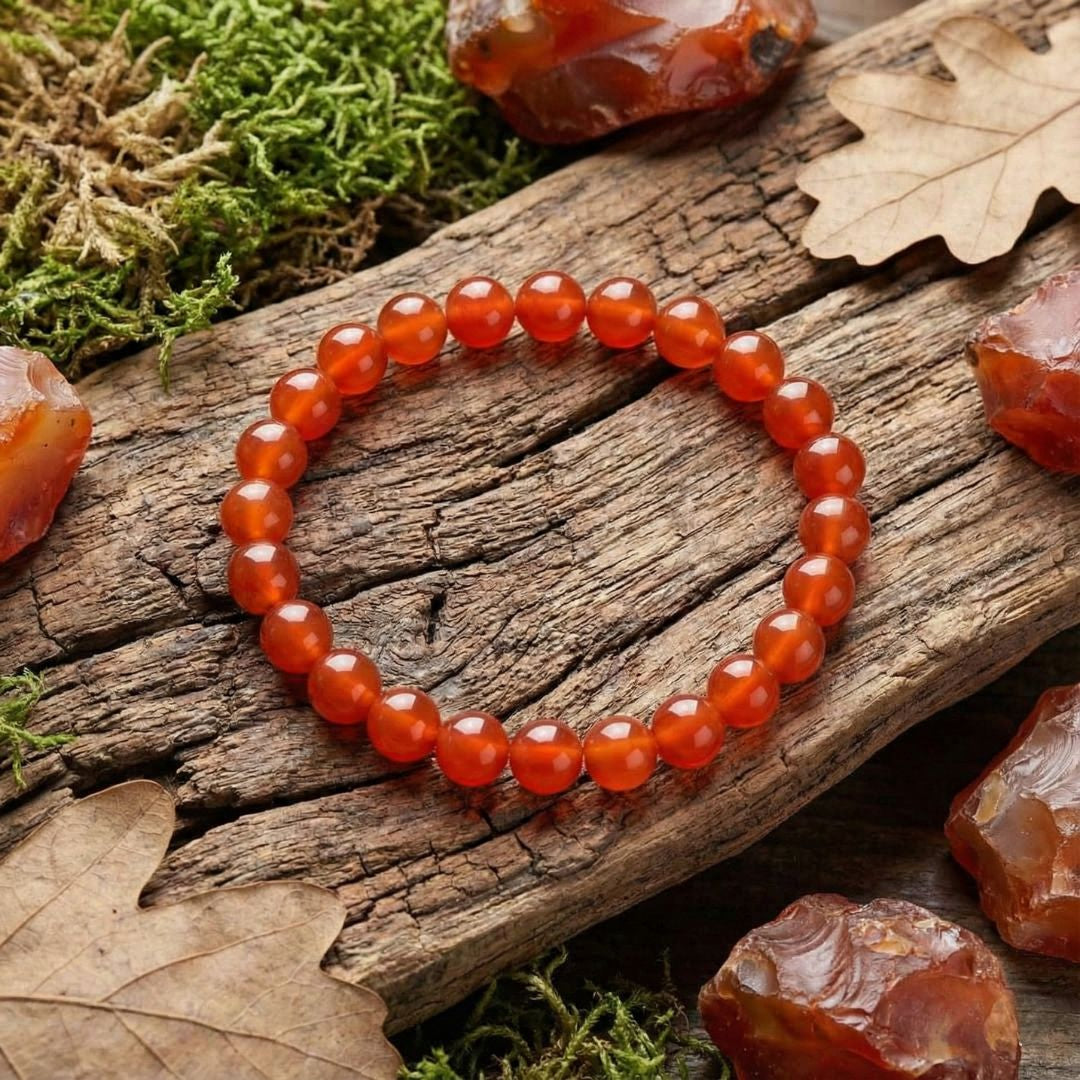 Rundes Karneol-Perlenarmband