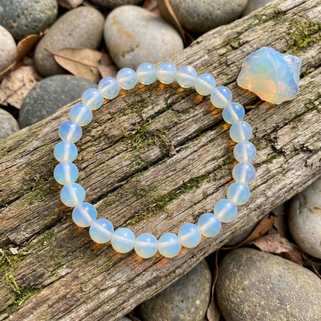 Bracciale con perline rotonde opaline