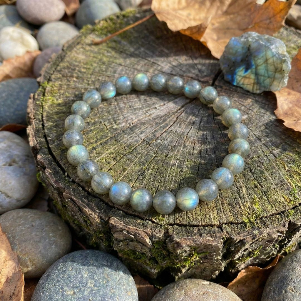Bracciale con perline rotonde in labradorite
