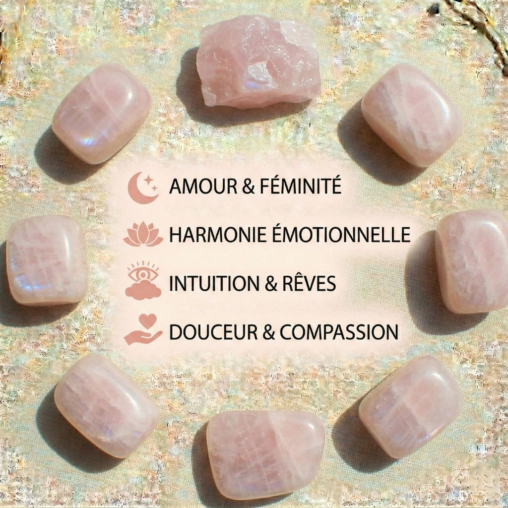 Bracelet en Perle Ronde en Pierre de Lune rose