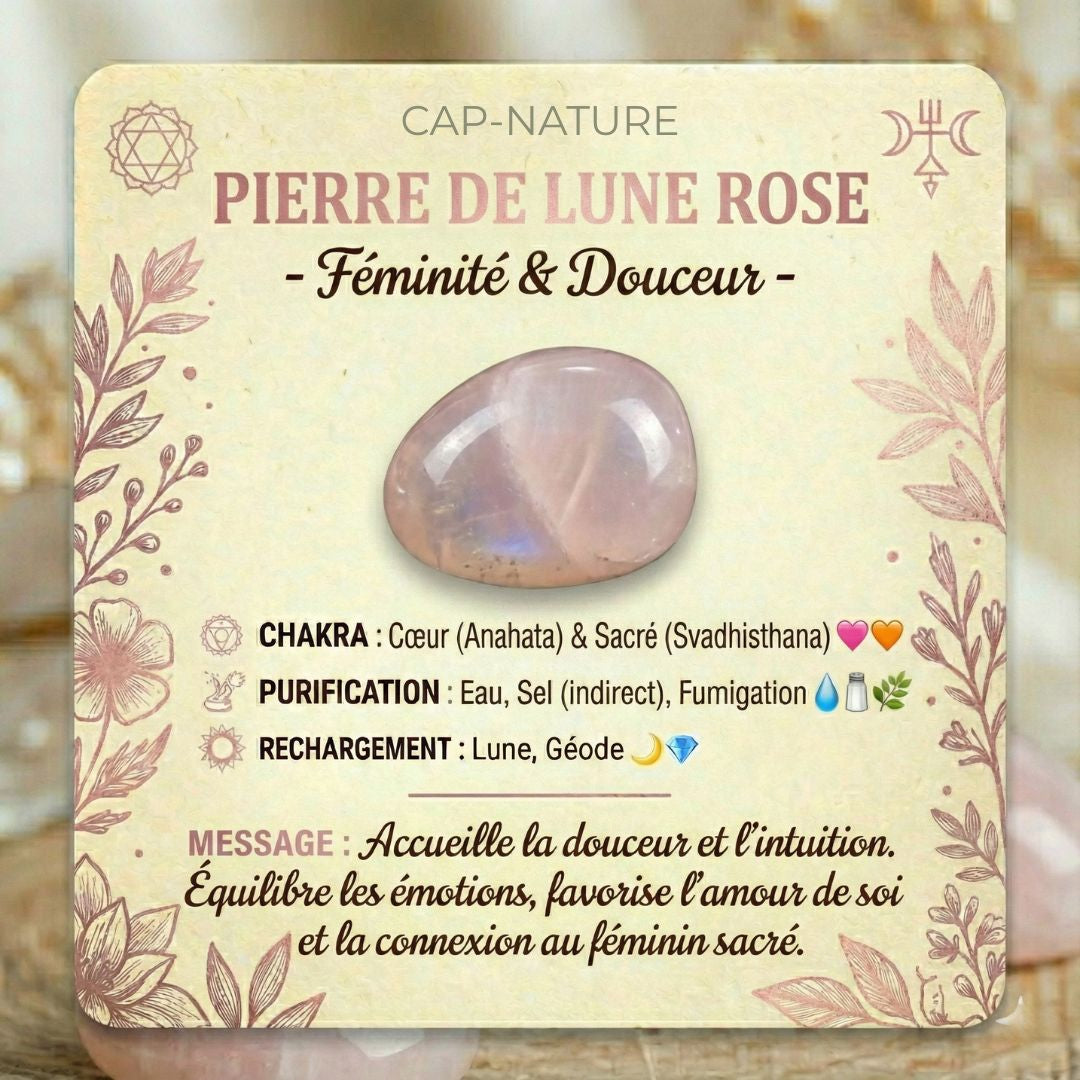 Bracelet en Perle Ronde en Pierre de Lune rose