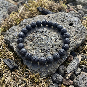 Rundes Perlenarmband aus Lavastein