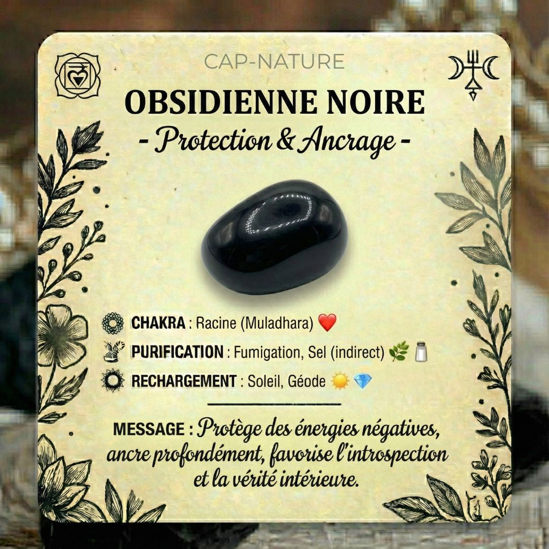 Trommelstein aus schwarzem Obsidian