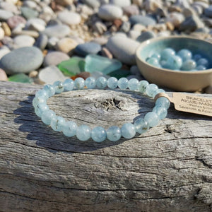 Bracciale con perle rotonde in acquamarina