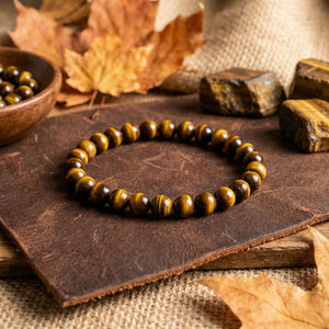 Bracciale con perline rotonde in occhio di tigre