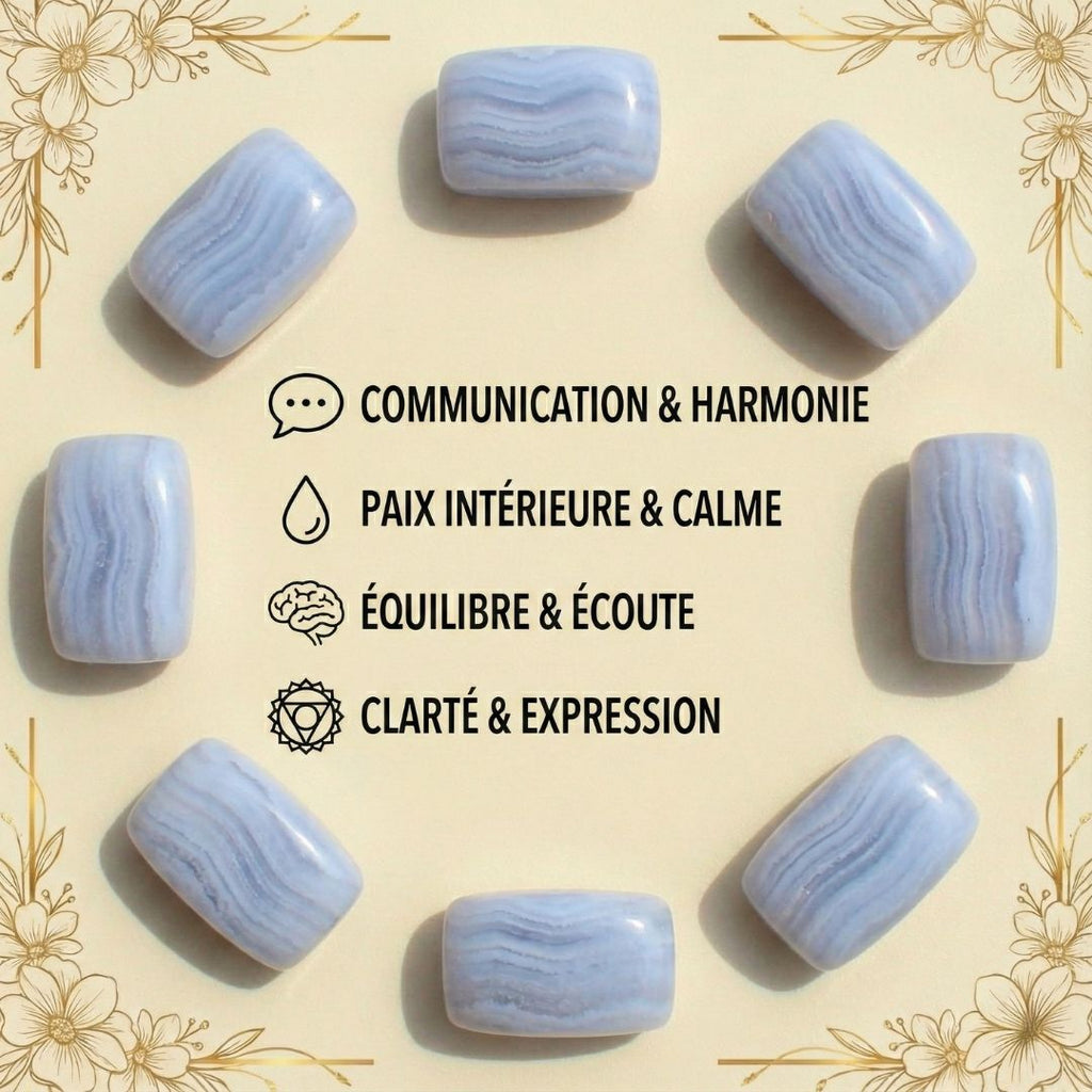 Pierre roulée Calcédoine Bleue