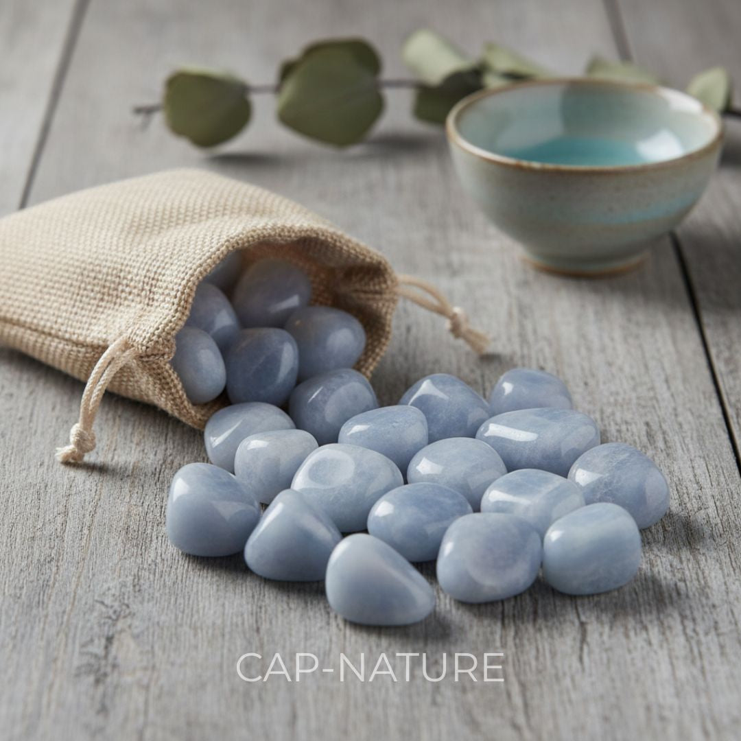 Pierre roulée Calcédoine Bleue
