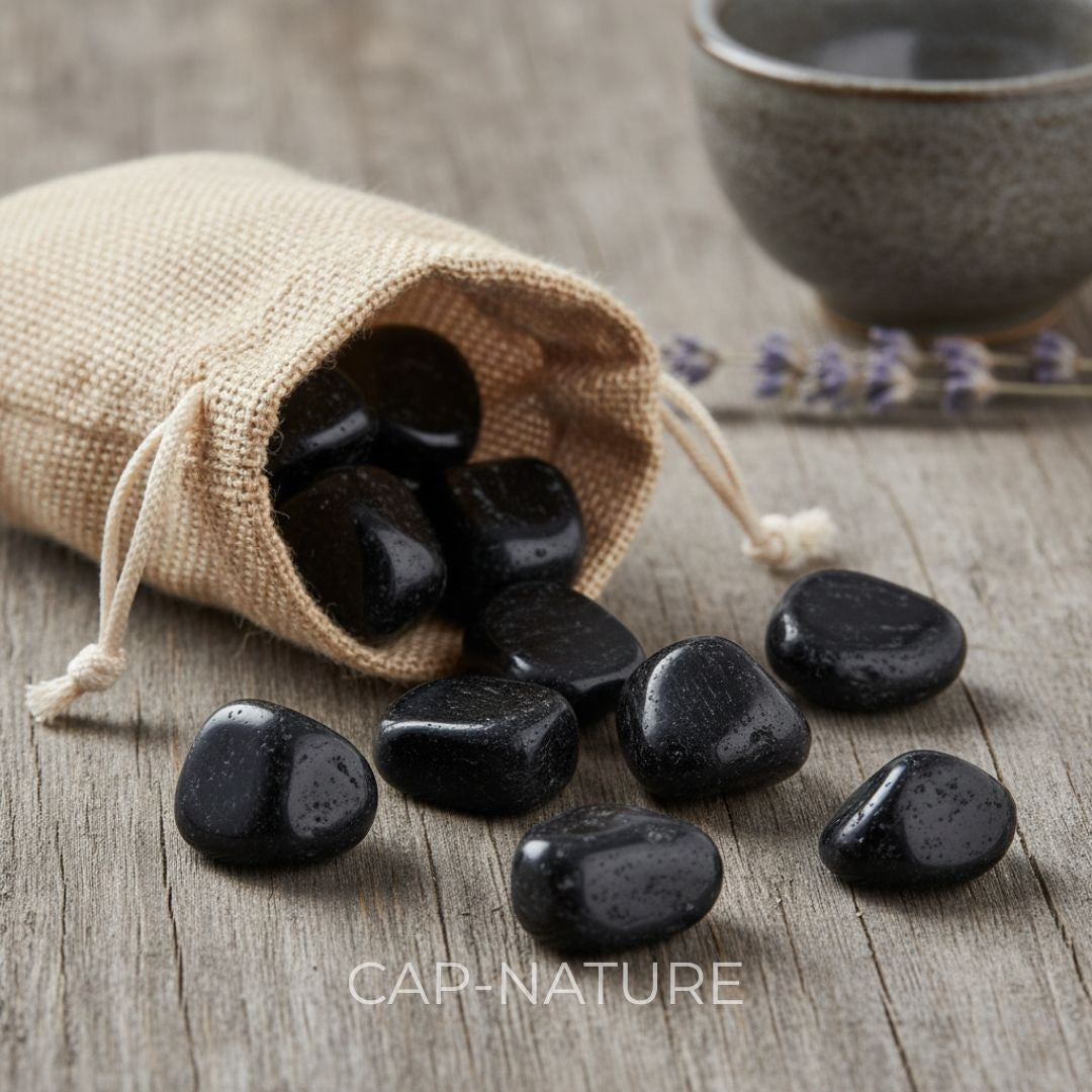 Schwarzer Turmalin-Trommelstein