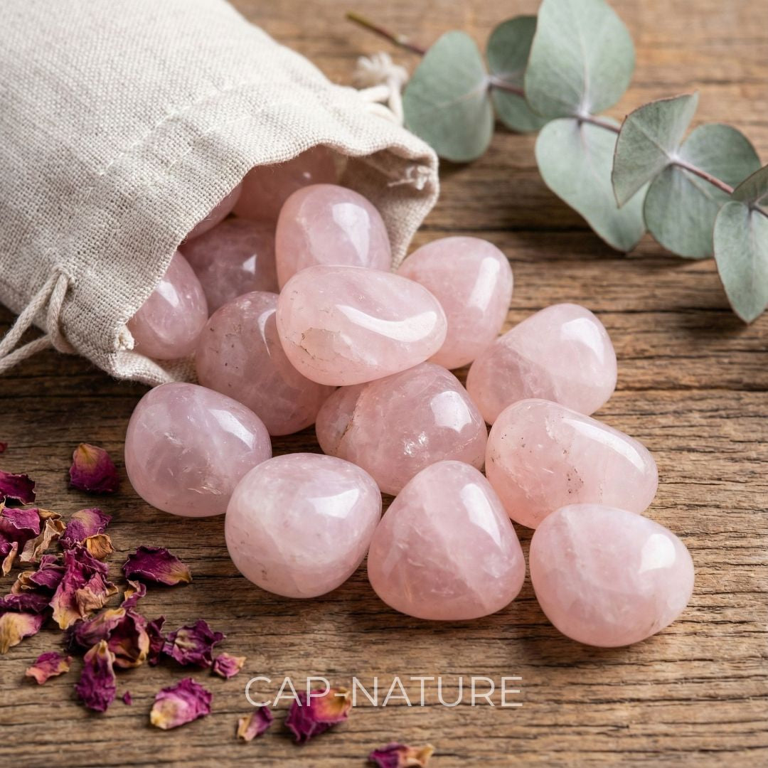 Trommelstein aus Rosenquarz