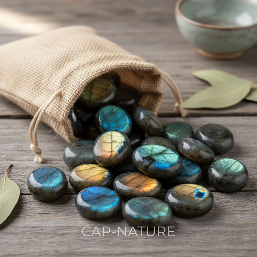 Labradorit-Trommelstein