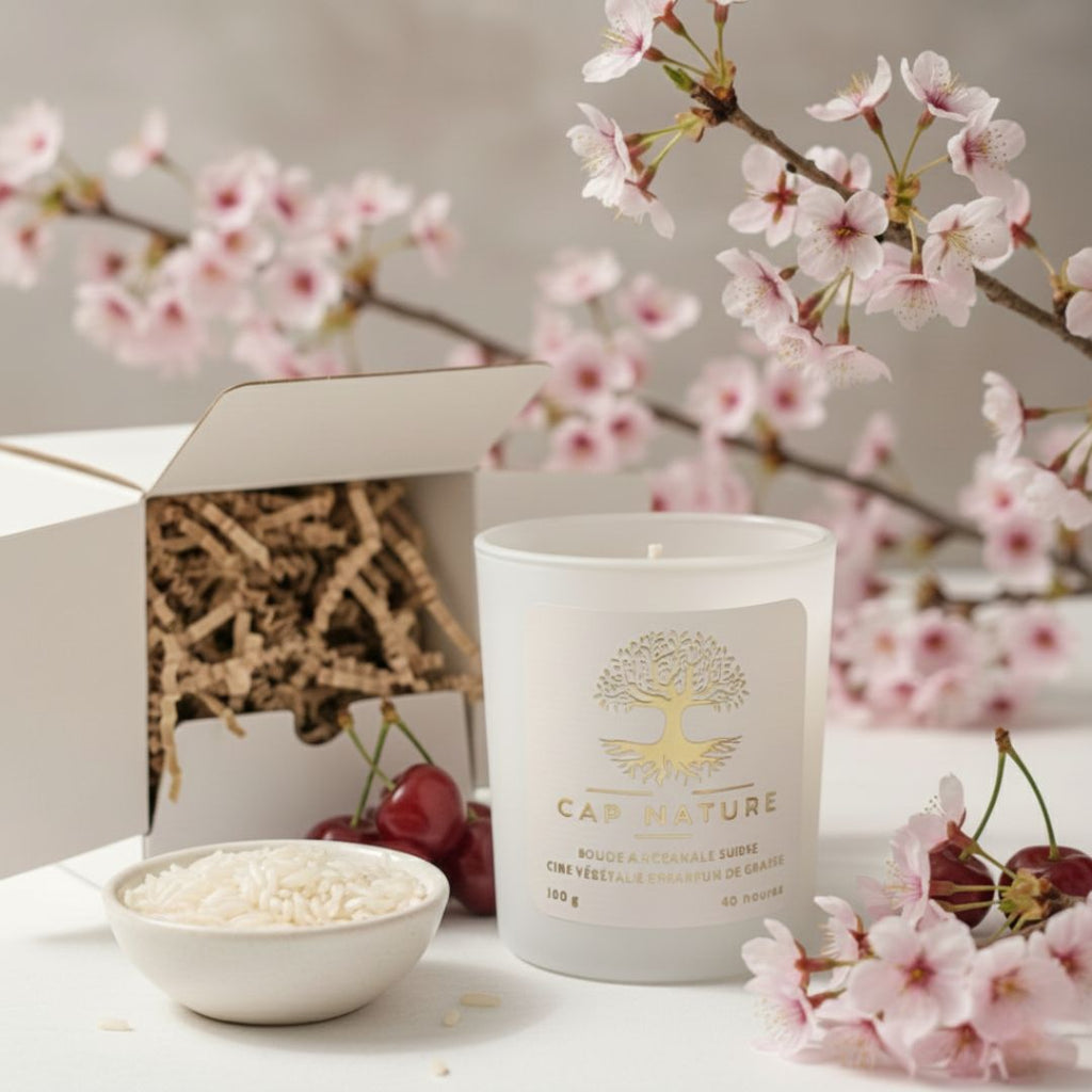 Bougie Artisanale Parfumée Lait de Riz Cerisier