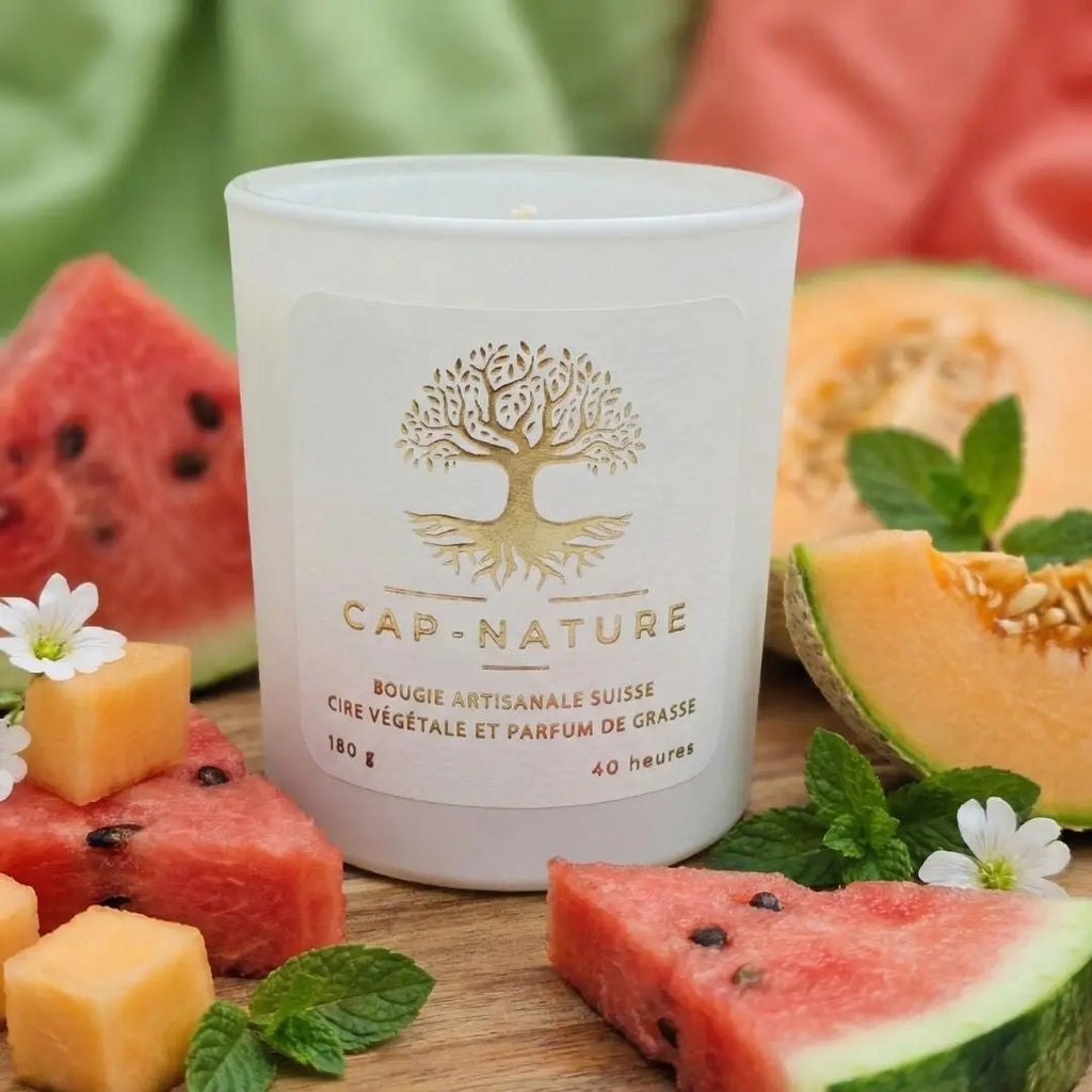 Bougie parfumée Pastèque & Melon – Fraîcheur juteuse & légèreté estivale Cap-Nature