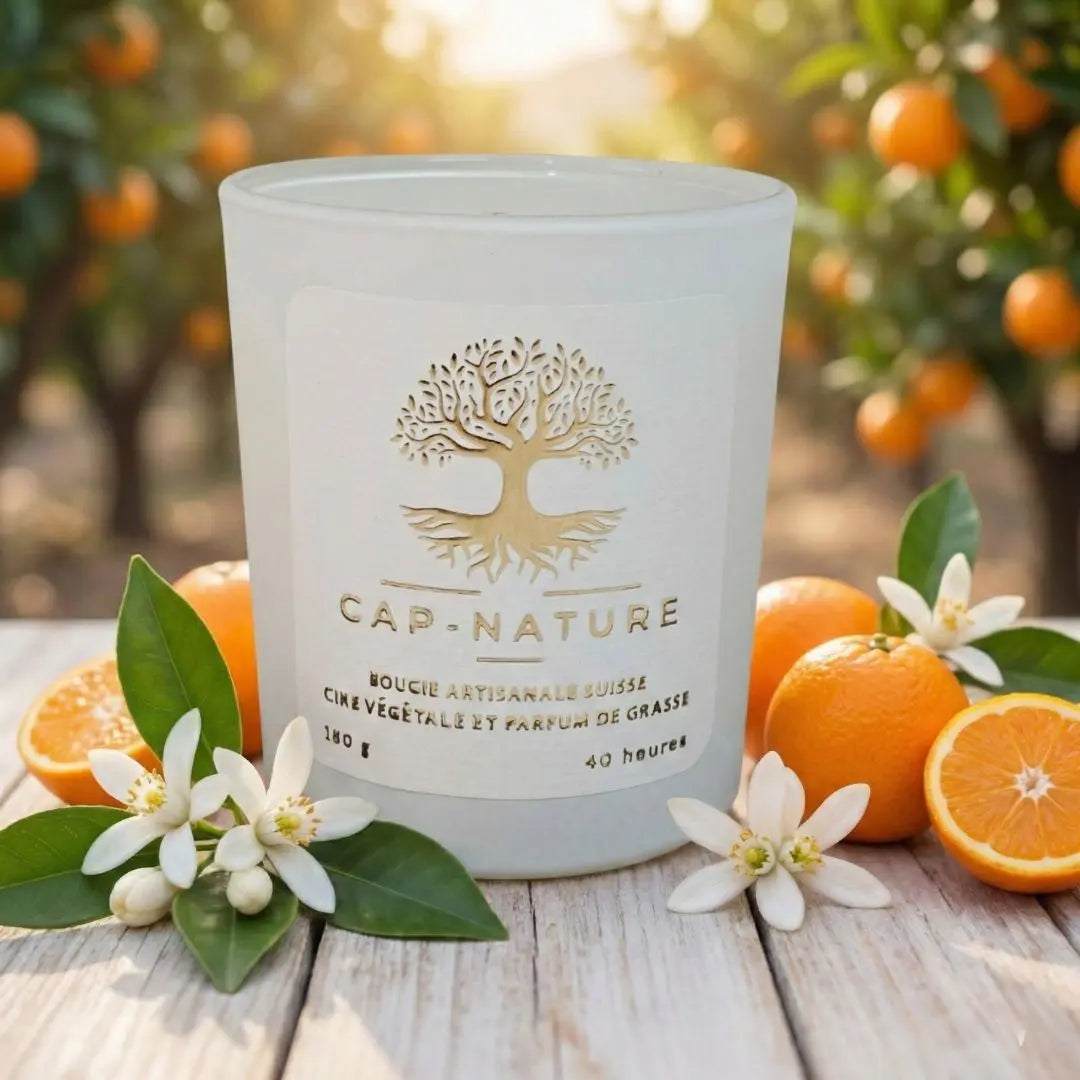 Bougie parfumée Néroli – Lumière apaisante & fraîcheur méditerranéenne Cap-Nature