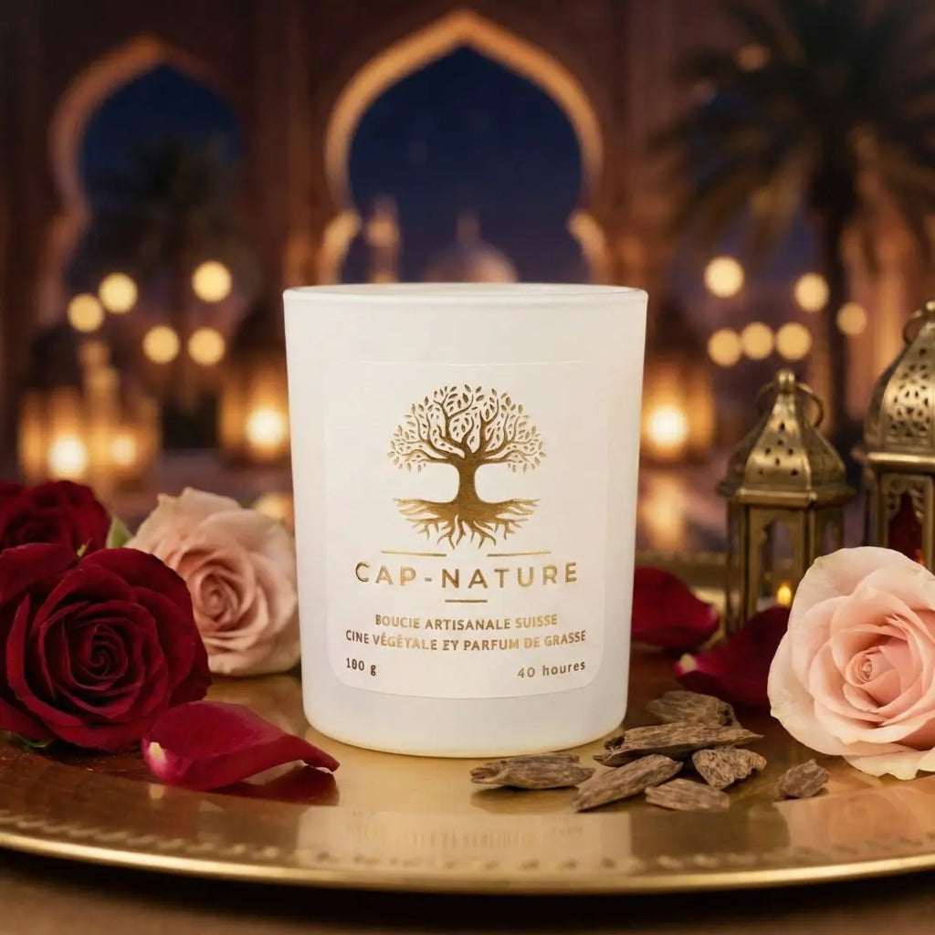 Bougie parfumée Romance à Dubaï – Mystère oriental & élégance envoûtante Cap-Nature