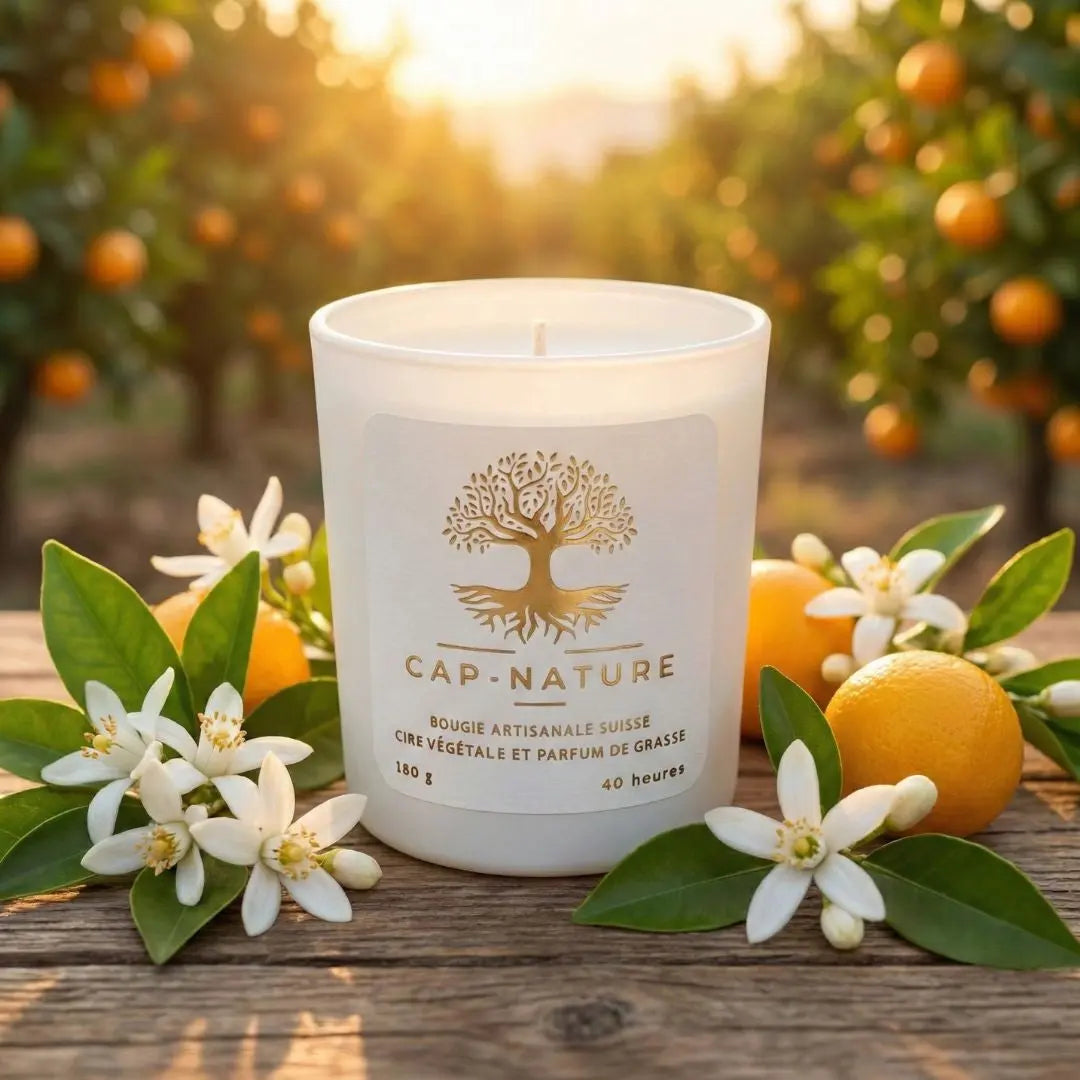 Bougie parfumée Néroli – Lumière apaisante & fraîcheur méditerranéenne Cap-Nature