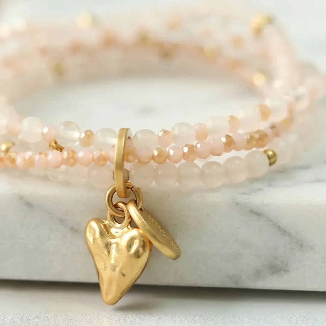 Bracelet en quartz rose véritable – Bijou artisanal en pierre naturelle