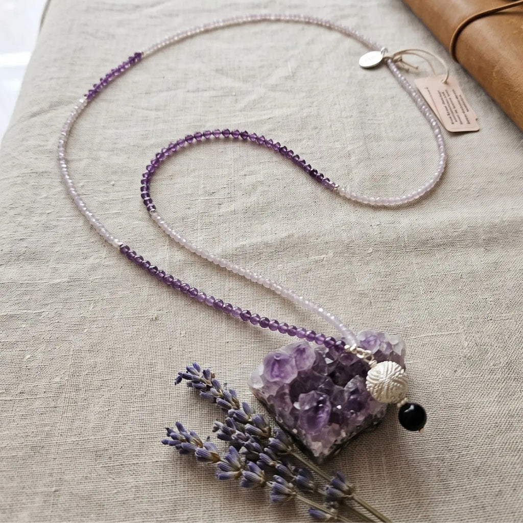Sautoir Améthyste Harmonie – Collier long en pierres naturelles
