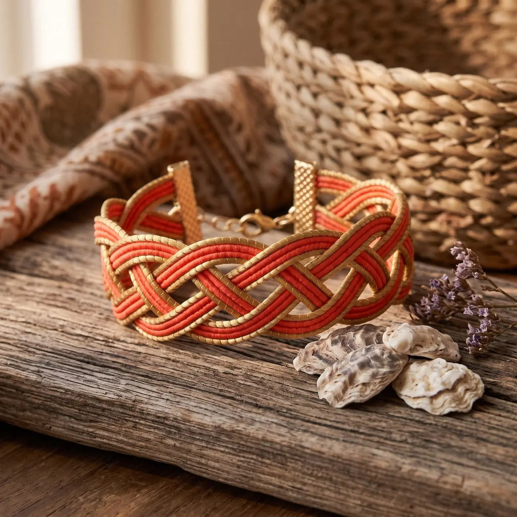 Bracelet Tressé en Or Végétal Orange Cap-Nature